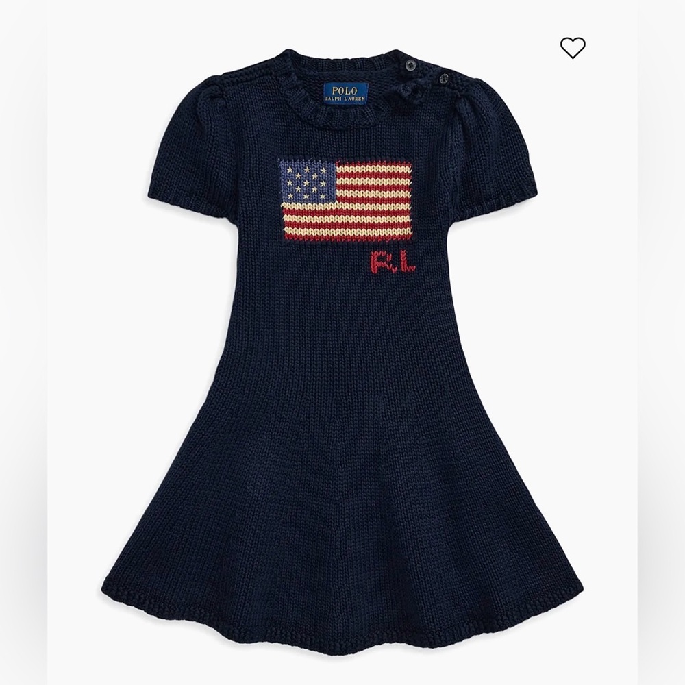 Polo Ralph Lauren baby 9-12 months new with tags Flag Puff-Sleeve Sweater Dress